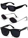 Sheomy Unisex Combo offer pack of 3 shades glasses White Black Candy MC stan Retro Vintage Narrow Sunglasses Women and Men Small Narrow Square Sun Glasses Combo offer pack of candy MC stan -23