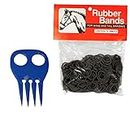 Horse Mane Braiding and Banding Bundle - Mane/Tail Rubber Bands, Braid Aid Braiding Comb (Black)