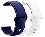 AONES Pack of 2 Silicone Belt Watch Strap for Noise Explorer Kids Smart Watch Band Navy Blue, White