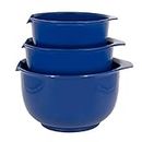 GLAD LAD Mixing Bowls with Pour Spout| Nesting Design Saves Space | Non-Slip, BPA Free, Dishwasher Safe Plastic | Kitchen Cooking and Baking Supplies, Blue, 3 Count (Pack of 1)