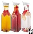 CJWLKJ 3-Pack 50 Oz Plastic Water Carafe Pitcher with Flip Top Lid, Square Base Juice Containers, Mimosa Bar Supplies Pitcher for Drinks, Water, Tea, Juice, Milk, Lemonade and Other Beverages