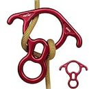 50KN Rescue Figure, 8 Descender Large Bent-Ear Belaying and Rappelling Gear Belay Device Climbing for Rock Climbing Peak Rescue 7075 Aluminum Alloy (Red)