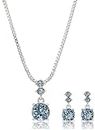 Nine West Women's Boxed Necklace/Pierced Earrings Set, Silver/Blue, One Size