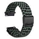 WOCCI 20mm Braided Nylon Watch Band for Men and Women, Quick Release, Black Stainless Steel Buckle (Green Black)