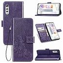 Cell Phone Cases for for LG Velvet 2 Pro Four-Leaf Clasp Embossed Buckle Mobile Phone Protection Leather Case with Lanyard & Card Slot & Wallet & Bracket Function Smart Phone Shell