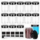 15 Pack 8 oz 240ml Round Clear Plastic Jars with Black Lids,BPA Free Refillable Slime Empty Storage Container Jars Wide-Mouth for Beauty Products,DIY Slime Making or Others