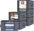 90L Large Organization and Storage Bags, 6 Pack Clothes Storage Bins Foldable Cl