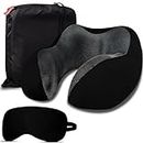 Trajectory Travel Neck Pillow Memory Foam 3 in 1 Combo with Eye Mask and Carry Bag Combo for Travel in Flights Train Airplane and Orthopedic Cervical Pain