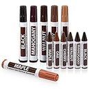 Furniture Markers Touch Up, Wood Scratch and Stain Repair, 6 Felt Tip Markers, 6 Wax Stick Furniture Crayons, Maple, Oak, Cherry, Walnut, Mahogany, Black, White and Gray – by RamPro