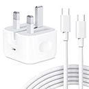 Charger for iPad Pro 20W USB C Fast Charger With 2M USB C Cable for iPad Pro 12.9"/11" 2018 to 2022, for iPad Air 10.9" Gen 4th/5th, for iPad Mini 6th, for iPad 10th Generation 2022 2021 2020 - White