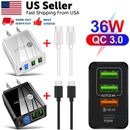 36W Quick Charge 3.0 Wall Charger For Samsung Galaxy S24 S23 S22 S21 Note A52 
