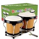 EASTROCK Juego de tambor Bongo de 4 y 5' para niños y adultos principiantes, tambor de percusión Bongos con llave de afinación (marrón)