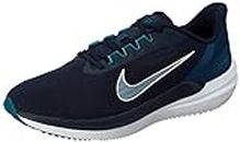 Nike Men's Air Winflo 9 Road Running Shoes, Obsidian/Valerian Blue/Bright Spruce/Barely Green, 11 Size