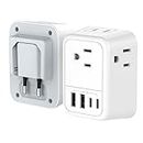 Travel Plug Adapter, International Plug Adapter with 4 AC Outlets 4 USB Ports(2 USB C), Travel Adapter Type C Travel Essentials for US to Most Europe France Germany Italy Spain