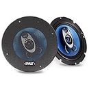 Pyle 6.5" Three-Way Sound Speaker System - 180W RMS / 360W Power Handling w/ 4 Ohm Impedance and 3/4'' Piezo Tweeter for Car Component Stereo, Round Shaped Pro Full Range Triaxial Loud Audio, Blue