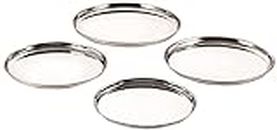 neelam Stainless Steel 11 22G Buffet Plate, 25 cm, Silver, Set of 4