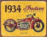 Desperate Enterprises 1934 Indian Motorcycle Tin Sign - Nostalgic Vintage Metal Wall Décor - Made in USA