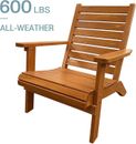 Outdoor Wooden Chair with Comfortable Reclining High Backrest Patio Lawn Garden