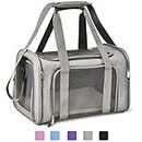 Henkelion Cat Carriers Dog Carrier Pet Carrier for Small Medium Cats Dogs Puppies up to 15 Lbs, TSA Airline Approved Small Dog Carrier Soft Sided, Collapsible Waterproof Travel Puppy Carrier - Grey