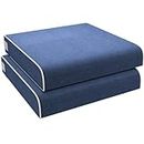 Justsafe Outdoor Chair Cushions, Waterproof Patio Seat Cushion for Patio Furniture, 19x19x4 Inch Thick Durable Garden Sofa Couch Chair Pads with Straps(2 Seat- Blue)