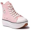 FLYNCE Pink Sneaker for Women - Embellished Casual High Top Ankle Sneakers - Ankle Sneaker Shoe - Chunky Ankle Length Shoes for Women and Girls
