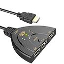 LAPSTER 3 Port HDMI 4 K 1.4V Version Switch Splitter with Pigtail Cable for Xbox One, PS3, 4, TV (Black)
