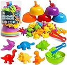 LEADSTAR Montessori Counting Toys,58pcs Rainbow Counting Dinosaurs Set with Matching Bowl Dices and Tweezers,Montessori Sorting Toys Perfect Math Skills Games Educational Toys for 3 4 5 Years Old