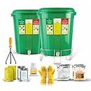 Bioearth's Home Compost kit, Home Compost Bin, Easy Way to Convert Daily Kitchen Waste into Compost for Indoor/Outdoor Purpose, Odour Free, Composter 35 LTR X 2=70 LTR, 13 Parts, 1 Manual.