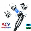 Cavo Caricabatterie Veloce Magnetico 180°+360° per iPhone Tipo C Micro USB Android Lead