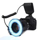 Macro Ringlight Flash for DLSR Camera, 48 LED Bead Flash Light Portable Camera Flash Fill Light with Color Filters, with LCD Display Adapter Rings, 3000k - 15000k