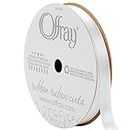 Offray 143948 1/2" Wide Single Face Satin Craft and Decorative Ribbon, 21-Foot Spool, White