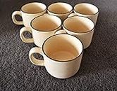 RenHomz Premium Handpainted Ceramic Tea Cups | Off-White Matte Finish | Chai Cups | Set of 6 Cups