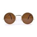 Gold Frame Brown Lens John Lennon Sunglasses (1 Pc.) - Timeless Design, Perfect Accessory for Hippie, Music Festivals, World Book Day, & More