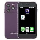 TéléPhone Portable débloqué, XS15 Mini 3G WiFi Smartphone, 2 Go 16 Go, Smartphone Double SIM, 3 Pouces Mini Kids Cute Phone Mobile Phone pour Android 8.1 (Violet)