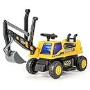 Aussie Choice Kids Ride-on Excavator, Electric Tractor Digger with Under Seat Storage, Music, Colorful LED Lights, Toddler Construction Truck with Adjustable Backrest