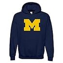 NCAA Officially Licensed College - University Team Color Primary Logo Hoodie, Michigan Wolverines Navy, Medium