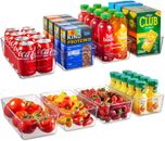 8 Pack Clear Fridge Organiser Bins for Kitchen Storage & Organisation -Stackable