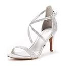 DREAM PAIRS Women's Dolce Silver Glitter Fashion Stilettos Open Toe Pump Heeled Sandals Size 6.5 B(M) US