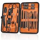 OWill Manicure Set, 18pcs Nail Clippers Pedicure Kit Nail Care Kit Professional Grooming Kit Tools Gift For Men Husband Friends and Parents (Black & Brown)