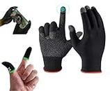 G-5 Gloves Gym Workout Full Hand Gloves for Men Summer Bike Riding, Anti-Sweat Breathable for Gym/Cycling/Travelling/Camping/PUBG & Free Fire Full Finger Gloves-Multipurpose Use &1 Pair PUBG Sleeve