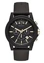Armani Exchange Montre pour homme , mouvement chronographe, boîtier en silicone noir de 45 mm avec bracelet en silicone, AX7105