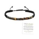 Morse Code Bracelets with Message Card,Teenage Teen Boys Gifts Ideas Inspirational Graduation Gifts for Him Birthday Gifts for Men Adjustable Handmade Beaded Bracelets(Tiger eye,To My Granddaughter)