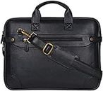 Handcuffs Leather Expandable 17 Inch Laptop Bags Office Bag for Men Women Messenger Briefcase (Black)
