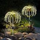 Liyade Gartendeko Lot de 2 lampes solaires d'extérieur 150 LED - 8 modes - Lampes solaires en forme de pissenlit - Pour extérieur, jardin, chemins, pelouse, balcon - Blanc chaud
