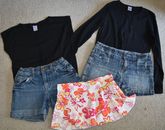 Girl's Size 10/12 Clothing - 4 Items - Denim Shorts, Skirt, Top - EUC