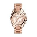 Michael Kors Stainless Steel Analog Women Watch (Rose Dial Gold Colored Strap), Gold Band