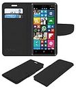 ACM Mobile Leather Flip Flap Wallet Case Compatible with Nokia Lumia 830 Mobile Cover Black