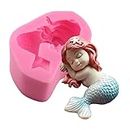 Keshav Creations Silicone Mermaid Fondant Mold Cute 3D Sleeping Baby Girl Mould Cake Topper DIY Decoration Baking Tool for Sugarcraft, Chocolate, Candle, Soap Making and Crafting