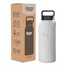 Healthy Human Stainless Steel Vacuum Insulated Water Bottle | Keeps Cold 24 Hours, Hot 12 Hours | Double Walled Water Bottle | Carabiner and Hydro Guide | 32 oz Pure White
