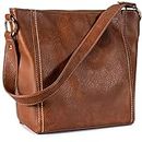 Montana West Purses for Women Vegan Leather Shoulder Purses and Handbags Hobo Bags for Women, A Brown, Large
